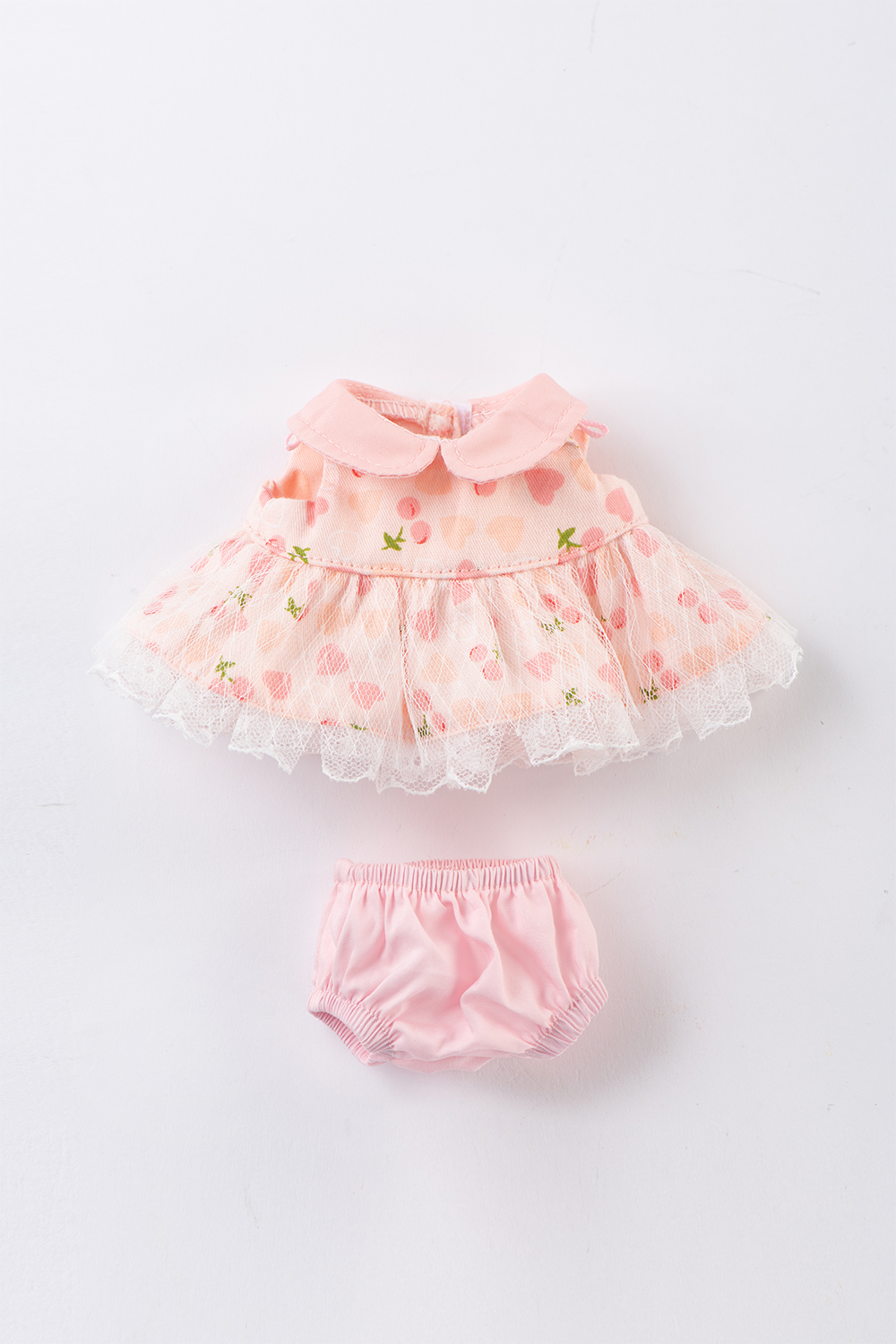 Lina Bear Pocket Series - White Drop Ear Bunny with Pink Cherry Dress(15CM)