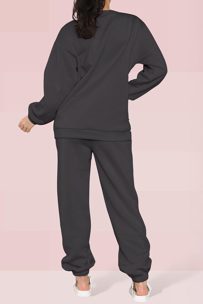 Casual KTH ME Print Loose Sweatshirt & Sweatpants Co-ord