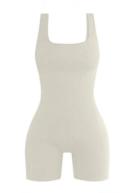 Athletic Thin Waist Ribbed Stretch Shaping Playsuit