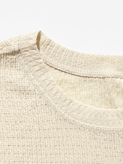 Cozy Solid Round Neck Short Sleeve Top & Wide Leg Trousers Co-ord