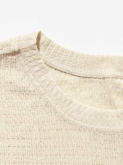 Cozy Solid Round Neck Short Sleeve Top & Wide Leg Trousers Co-ord