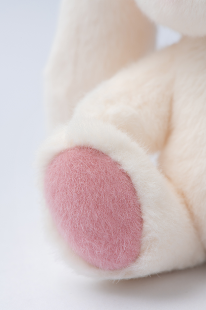 Lina Bear Pocket Series - White Drop Ear Bunny with Pink Cherry Dress(15CM)