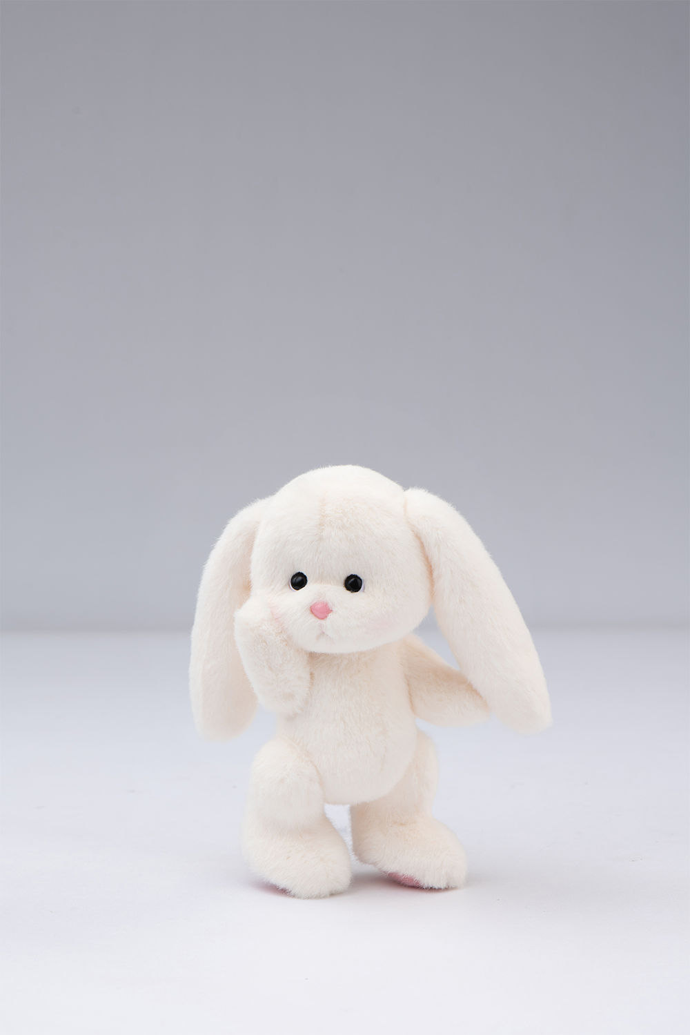 Lina Bear Pocket Series - White Drop Ear Bunny with Pink Cherry Dress(15CM)