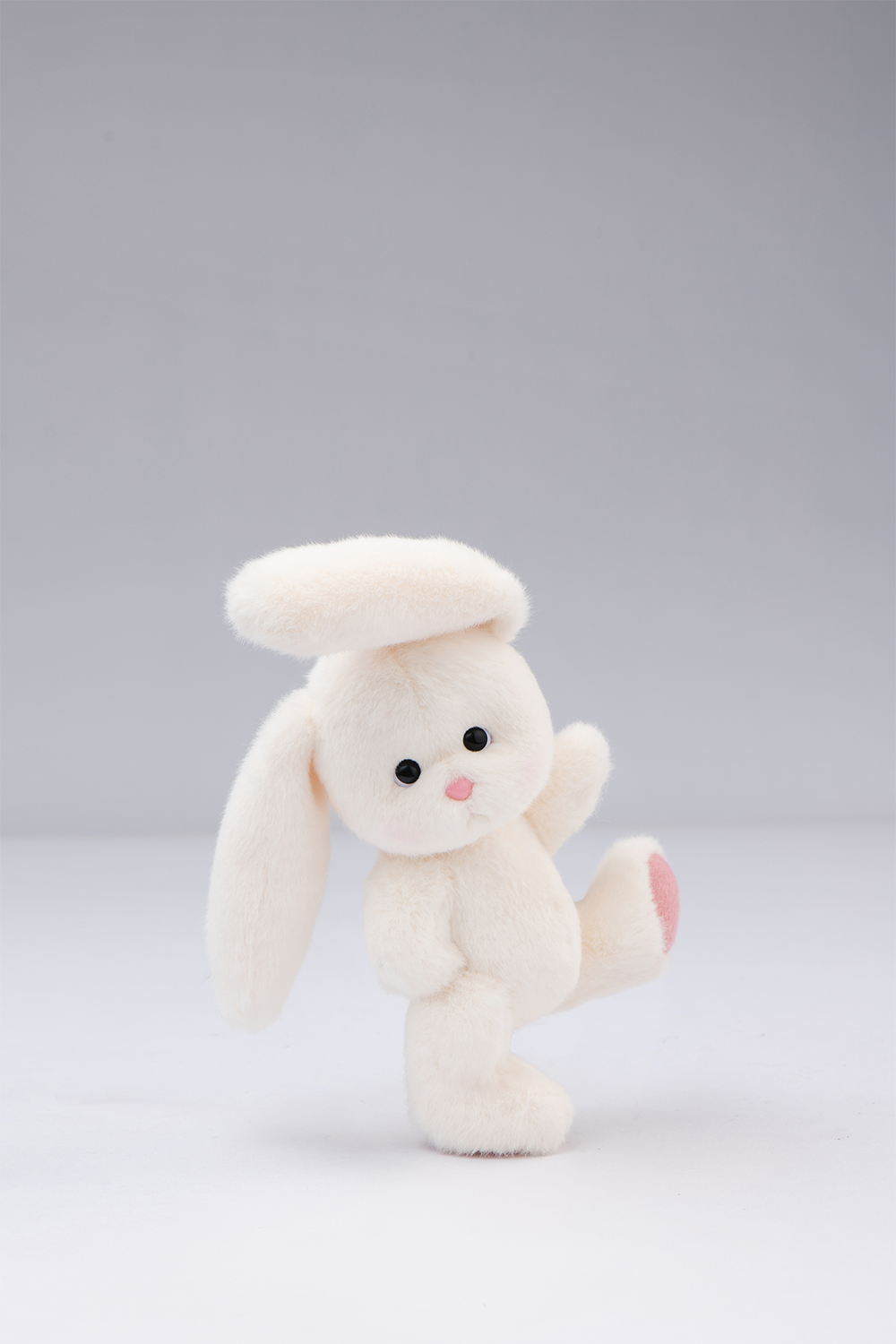 Lina Bear Pocket Series - White Drop Ear Bunny with Pink Cherry Dress(15CM)