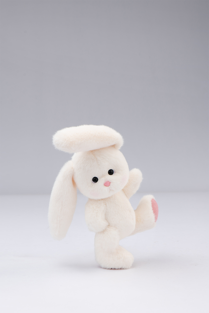 Lina Bear Pocket Series - White Drop Ear Bunny with Pink Cherry Dress(15CM)