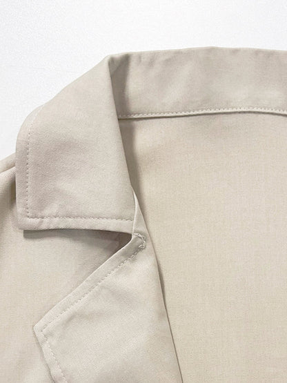 Notch Lapel Cap Sleeve Waist Tie Blazer Top & Wide Leg Trousers Co-ord