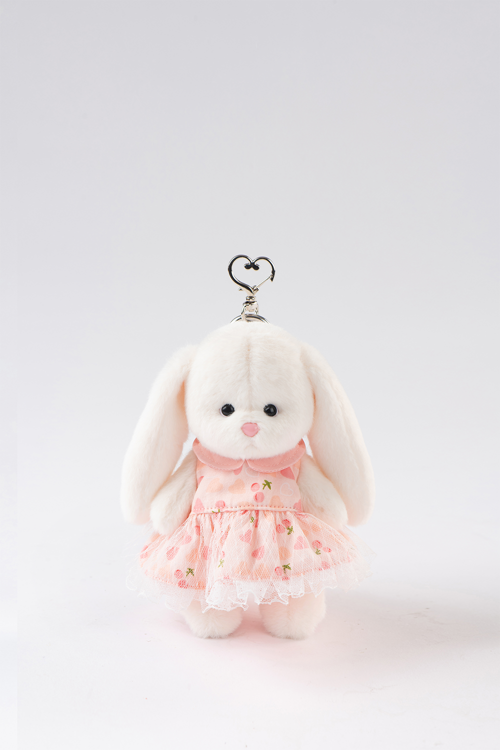 Lina Bear Pocket Series - White Drop Ear Bunny with Pink Cherry Dress(15CM)