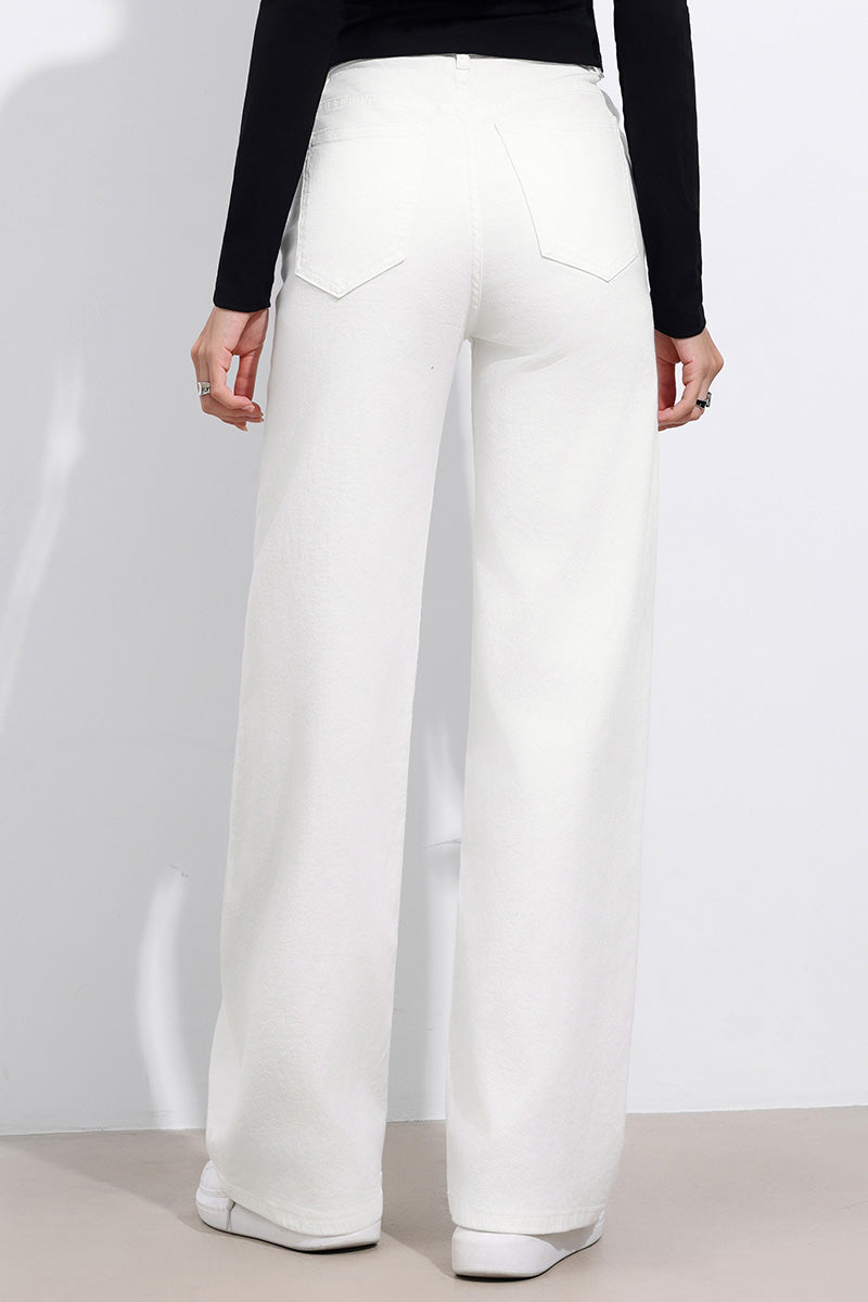 Asymmetrical High Waist Multi Pocket Wide Leg Jeans Street Style