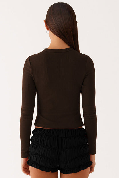 Versatile Solid Color Knit Button-Up Slim Top