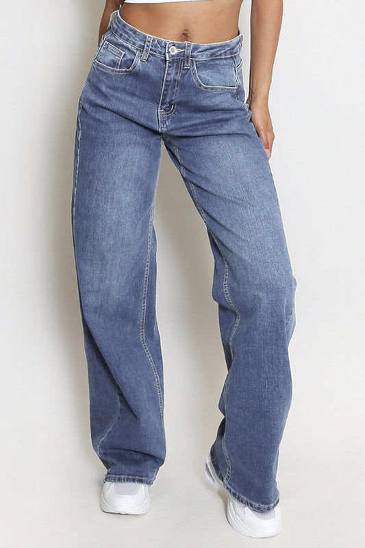 Casual Mid-Rise Denim Multi-Pocket Stretchy Jeans