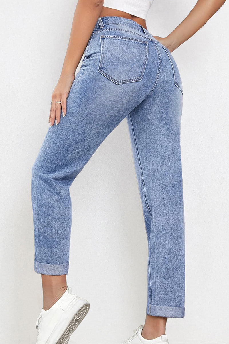 Casual Mid Rise Solid Slim Fit Jeans