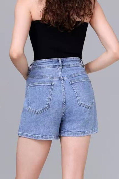 High Waist Denim Skirt Pants A-Line Multi-Pocket Layered
