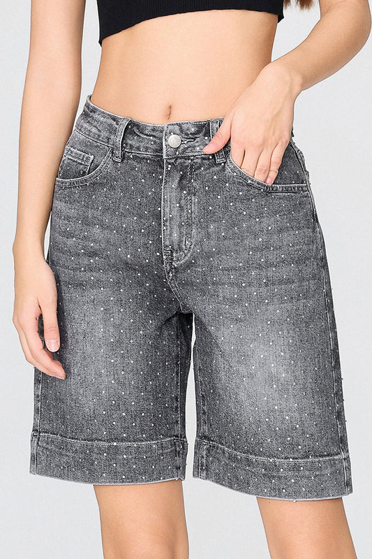 Punk Mid-Rise Loose Straight Ripped Denim Shorts