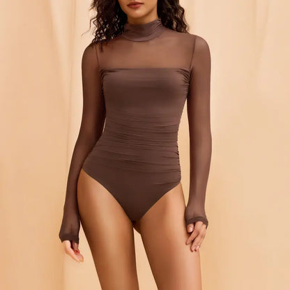NERIA Mesh Turtleneck Bodysuit