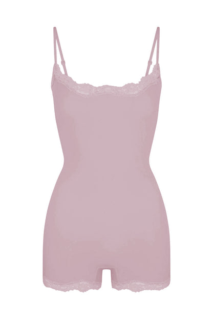 Lace Series Women's Spaghetti Strap Lace Trim Breathable Playsuit