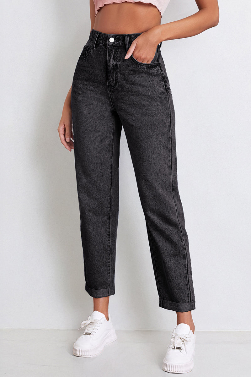 Casual Mid Rise Solid Slim Fit Jeans