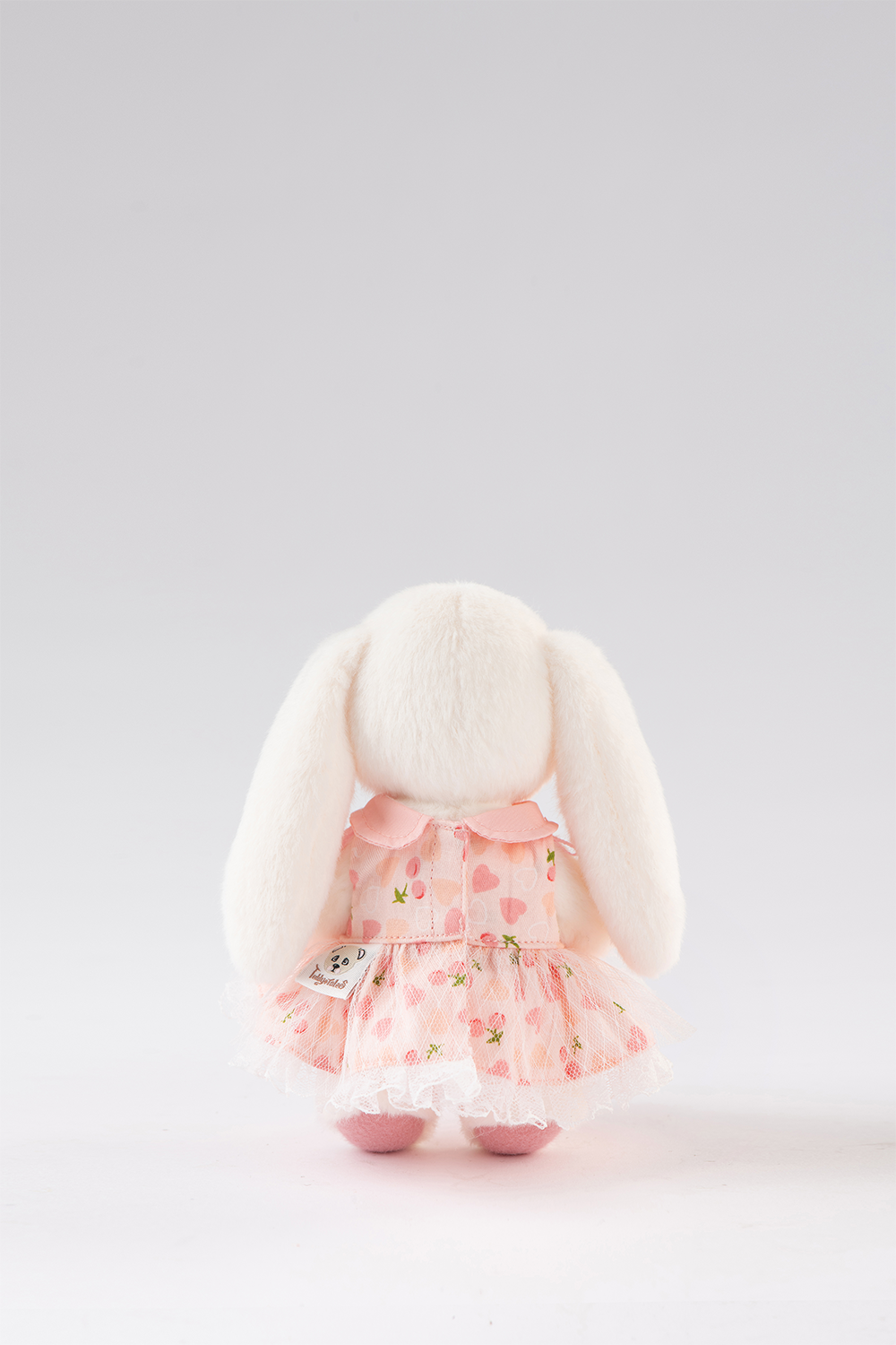 Lina Bear Pocket Series - White Drop Ear Bunny with Pink Cherry Dress(15CM)