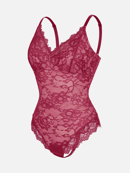 Lace V Neck Full Bodysuit Underwear