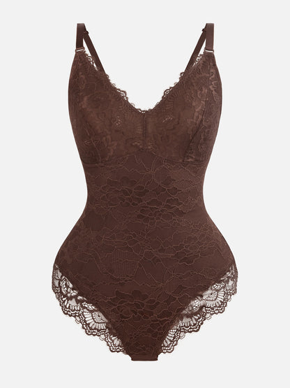 Lace V Neck Full Bodysuit Underwear