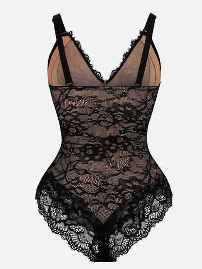 Lace V Neck Full Bodysuit Underwear