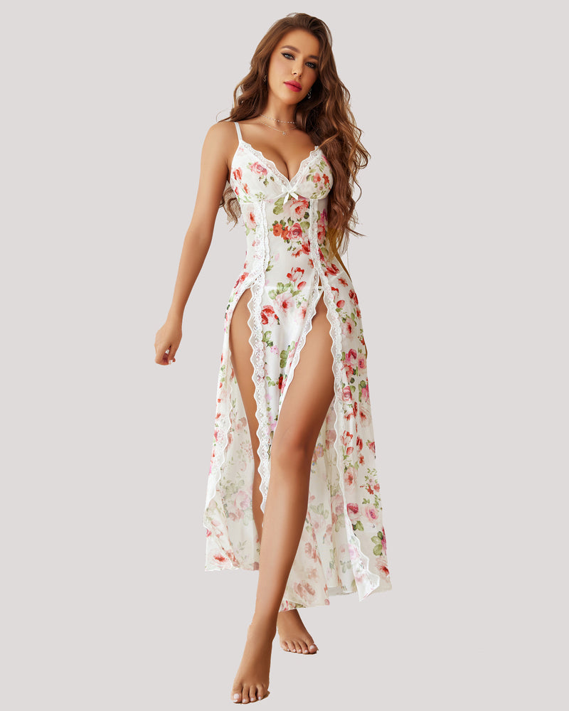 MidnightBloom™ Mesh Split Nightgown