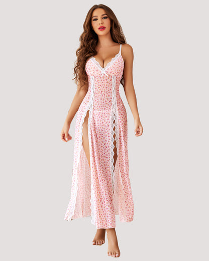 MidnightBloom™ Mesh Split Nightgown