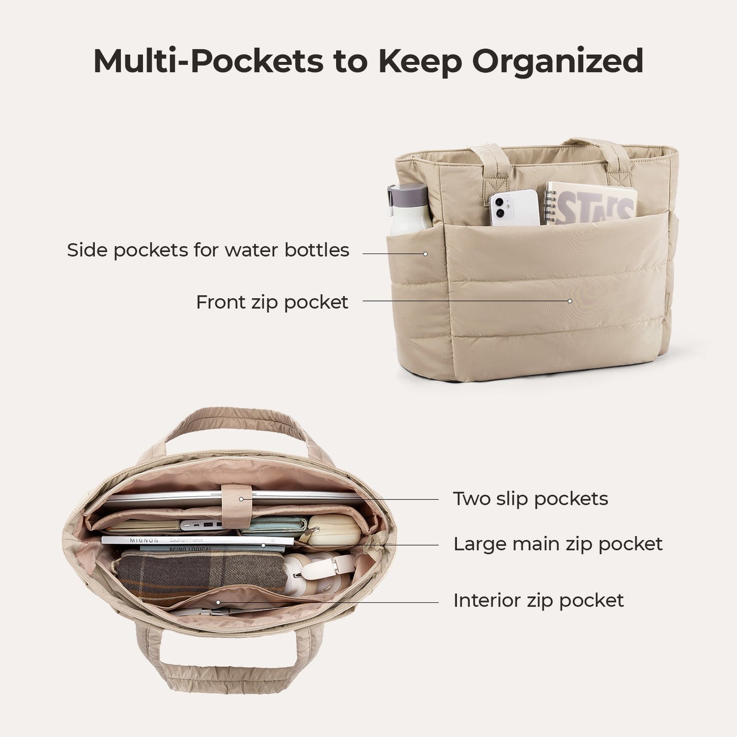 20L Puffy Tote Bag med 15,6" laptoprom