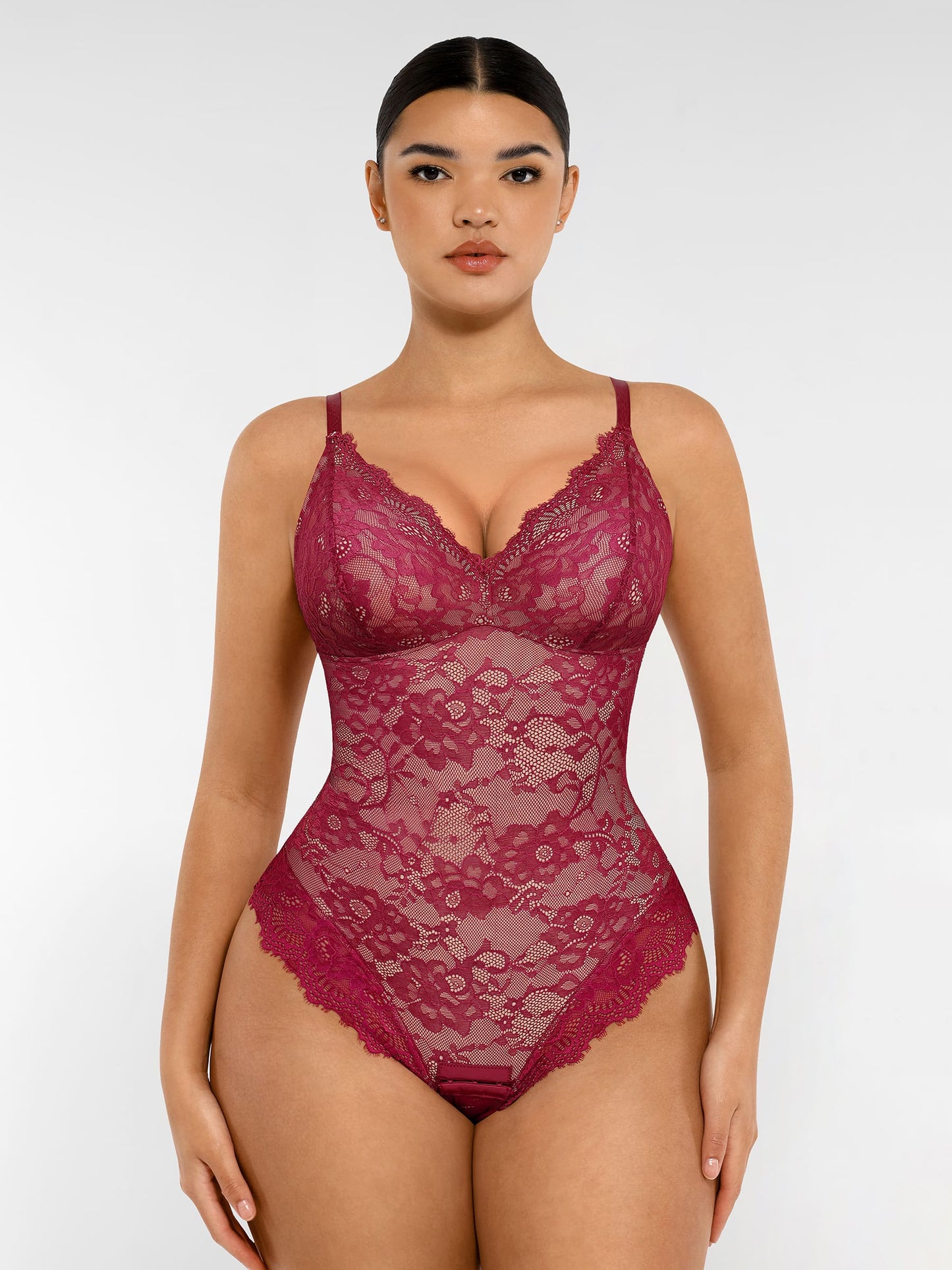 Lace V Neck Full Bodysuit Underwear
