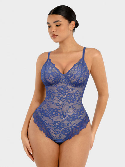 Lace V Neck Full Bodysuit Underwear