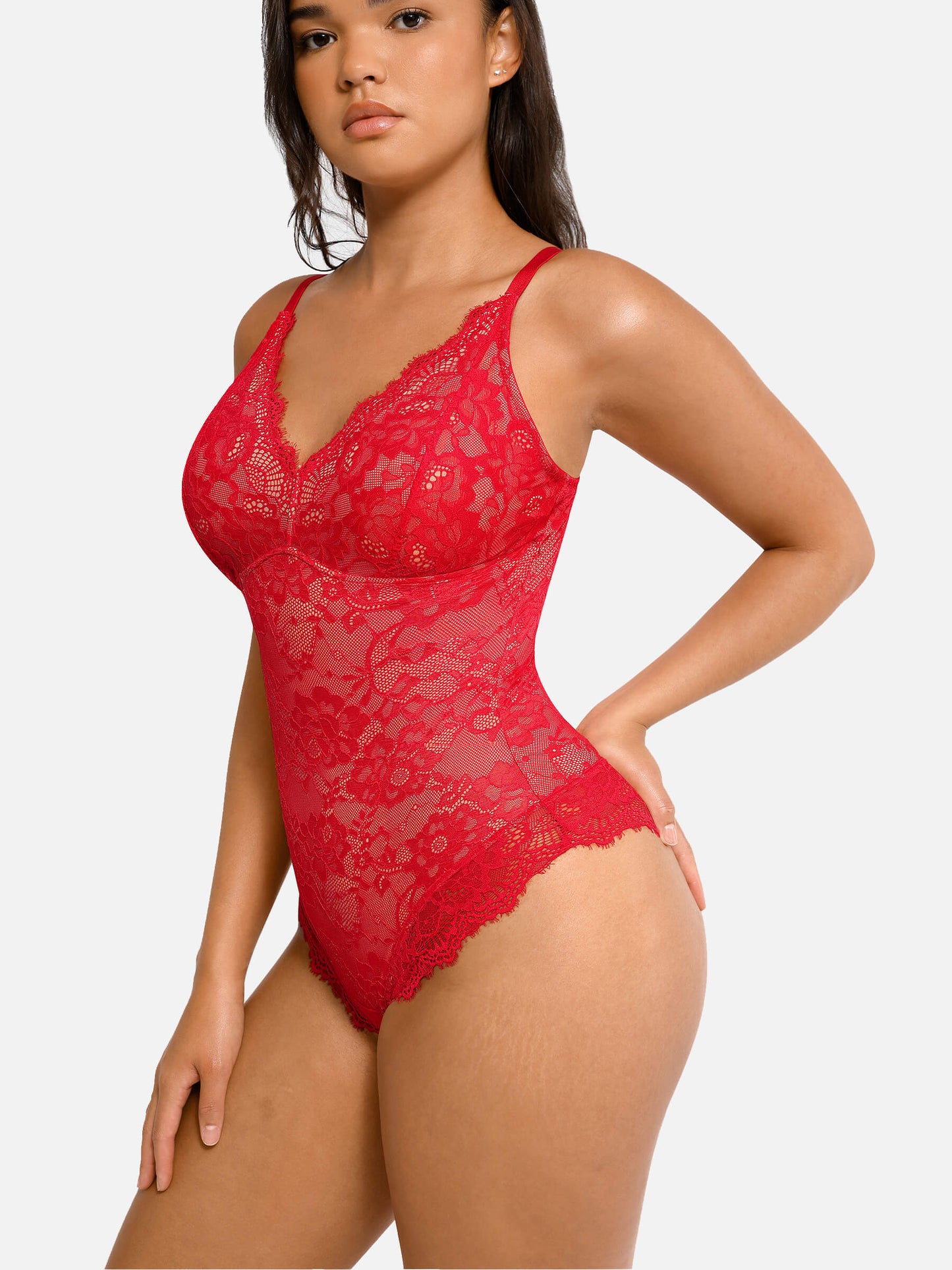 Lace V Neck Full Bodysuit Underwear