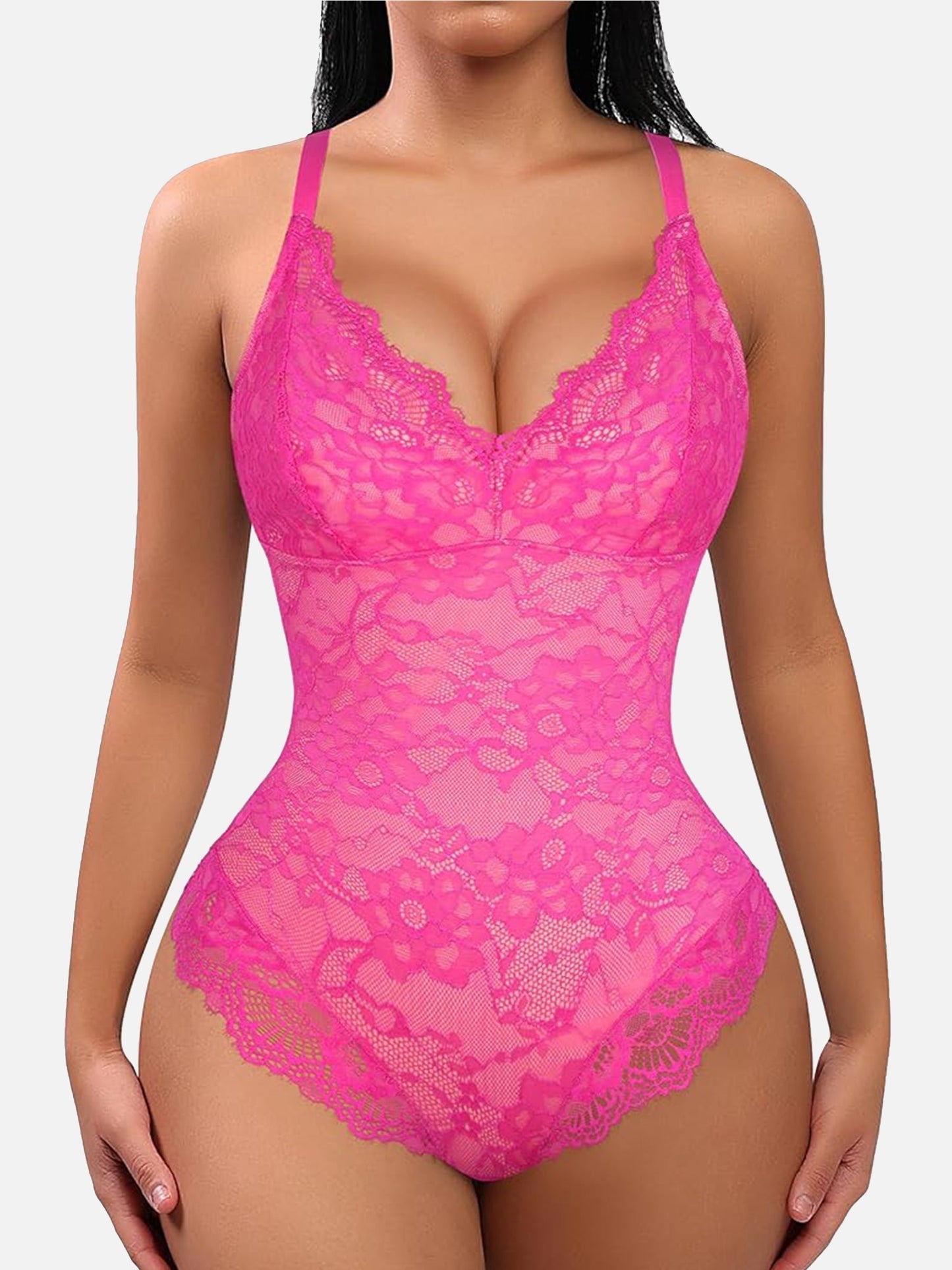 Lace V Neck Full Bodysuit Underwear