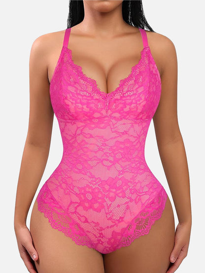 Lace V Neck Full Bodysuit Underwear