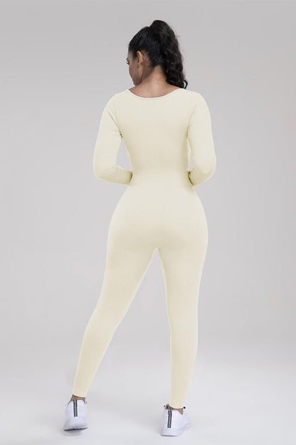 Athletic Seamless U Neck Long Sleeve Shaping Jumpsuit