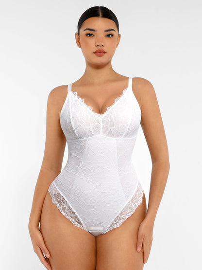 Lace V Neck Full Bodysuit Underwear