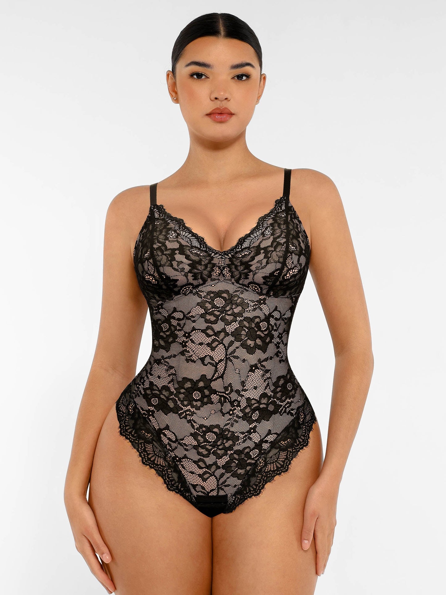 Lace V Neck Full Bodysuit Underwear