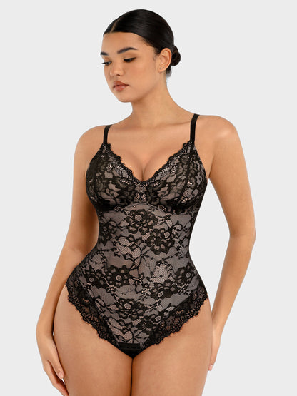 Lace V Neck Full Bodysuit Underwear