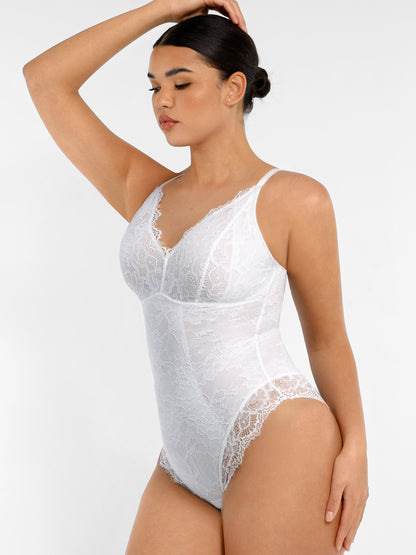 Lace V Neck Full Bodysuit Underwear