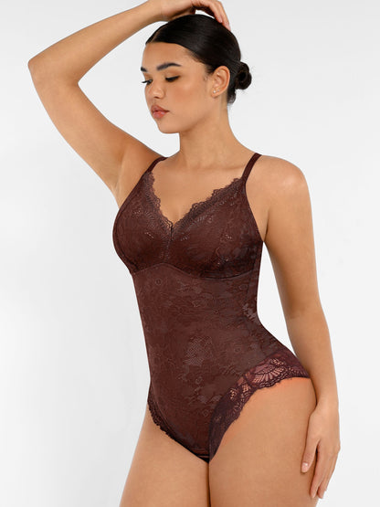 Lace V Neck Full Bodysuit Underwear