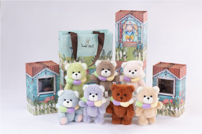 Lina Bear Pocket Series - Rainbow Flower Bear in Purple With Collar (15cm)