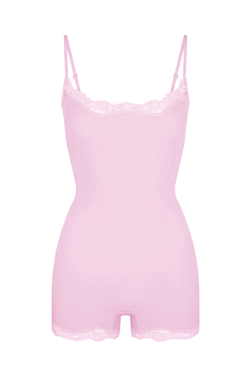 Lace Series Women's Spaghetti Strap Lace Trim Breathable Playsuit