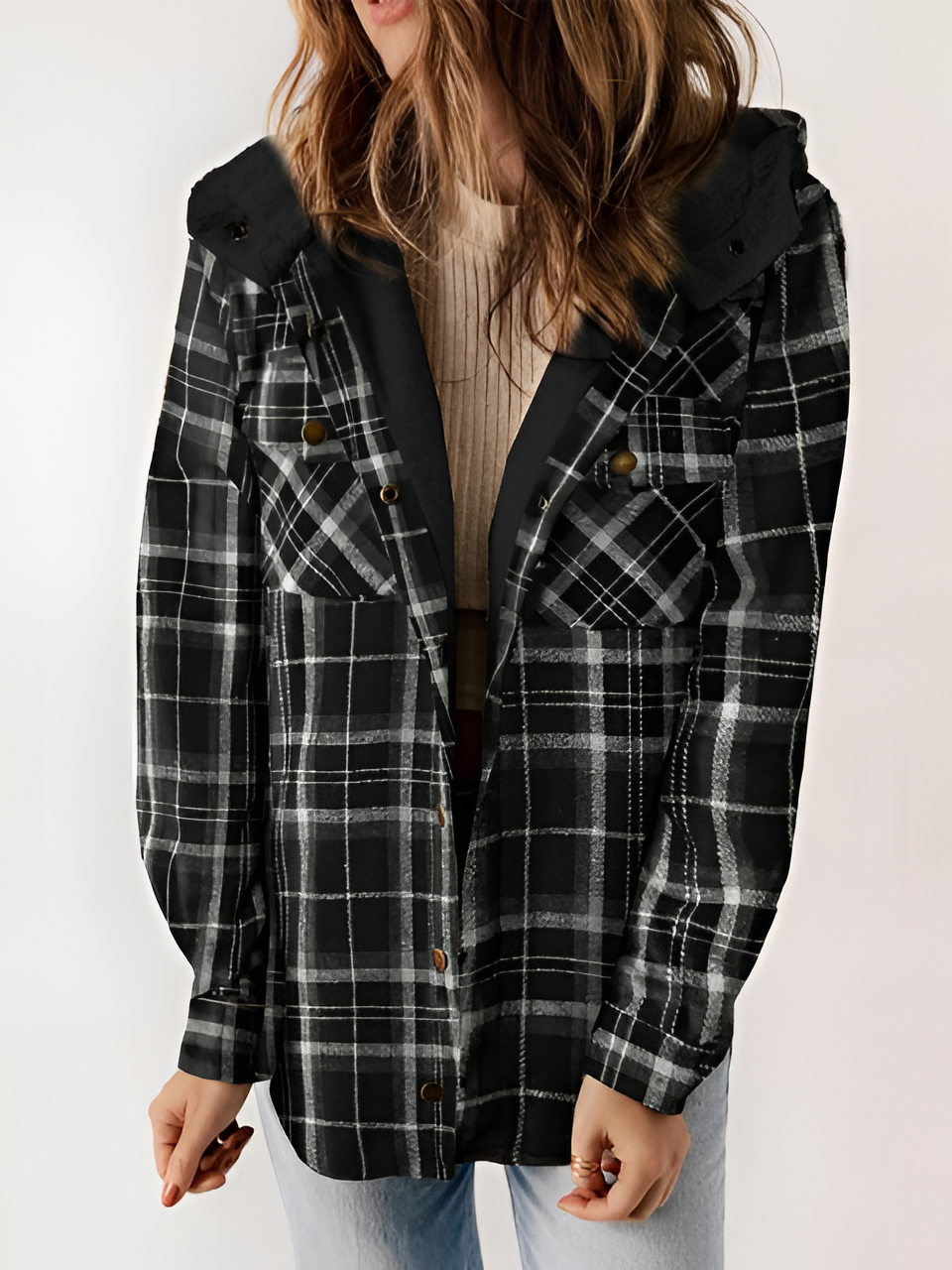 Alore Plaid / Houndstooth Hooded Coat