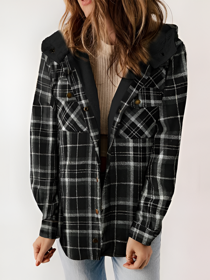 Alore Plaid / Houndstooth Hooded Coat