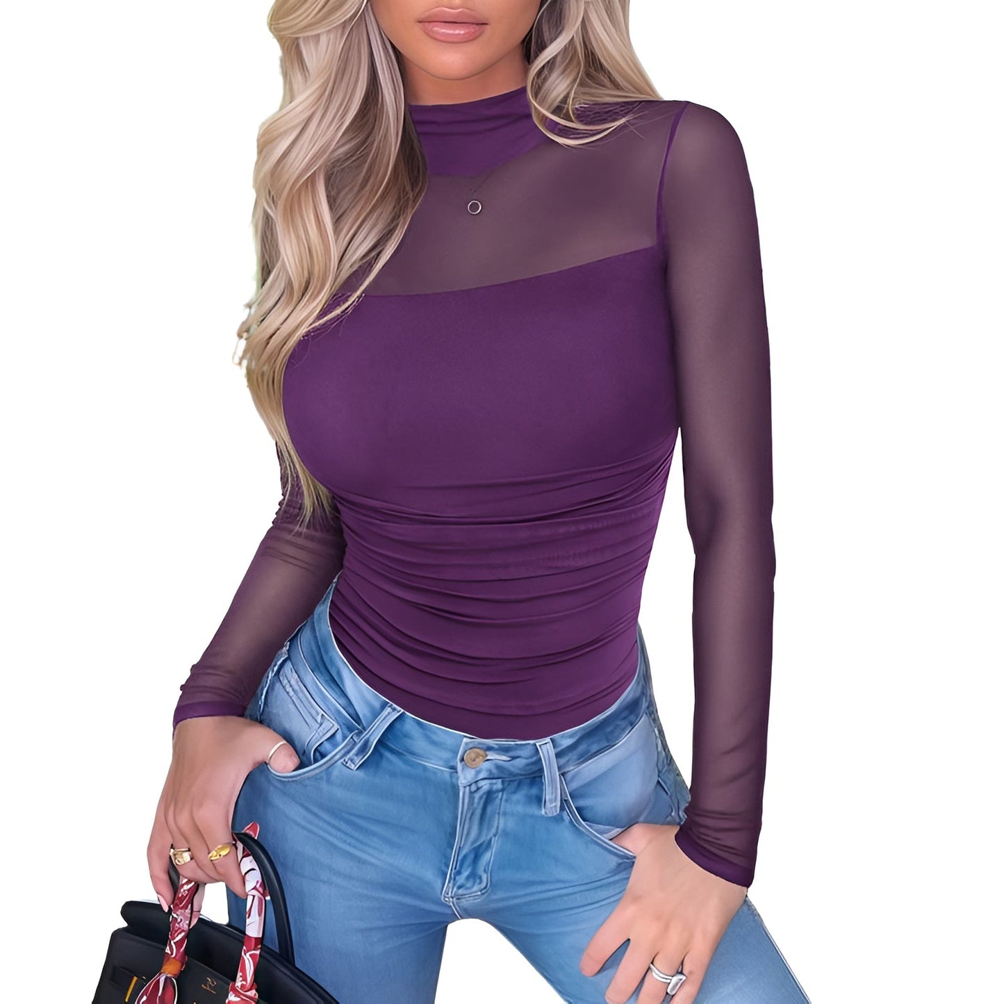 NERIA Mesh Turtleneck Bodysuit