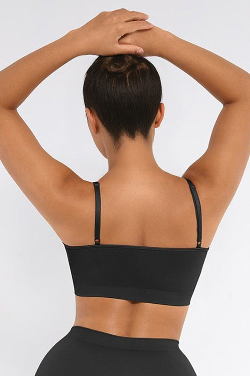 Versatile Non-Wired Full Cup Push-Up Bra, Solid Adjustable Spaghetti Strap Soft Breathable Wirefree Bra