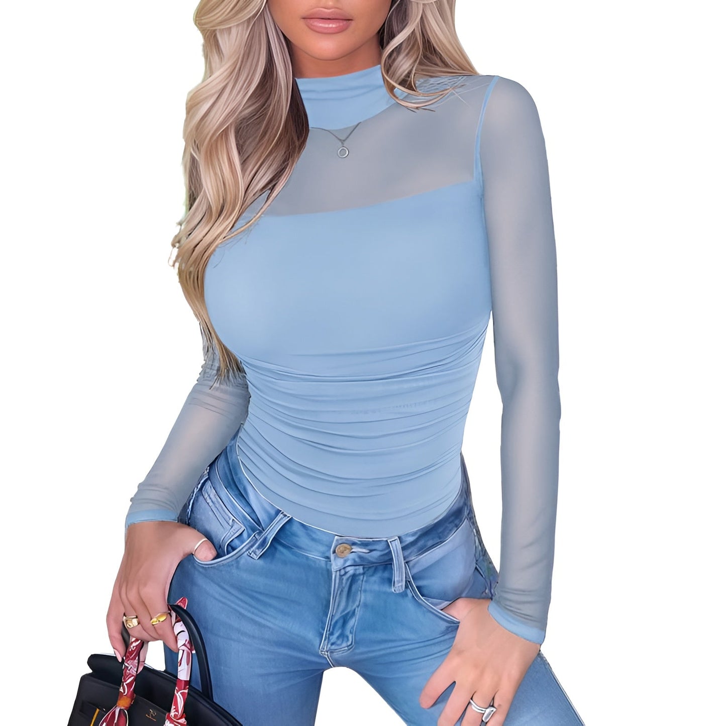 NERIA Mesh Turtleneck Bodysuit
