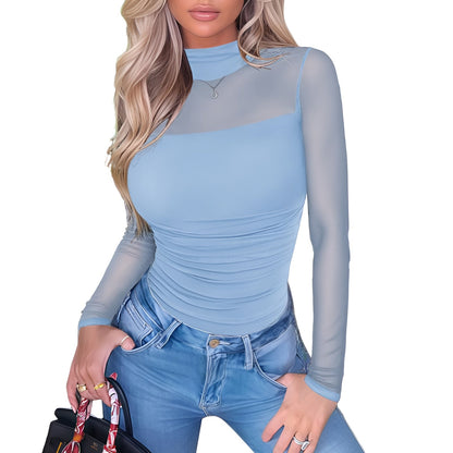 NERIA Mesh Turtleneck Bodysuit