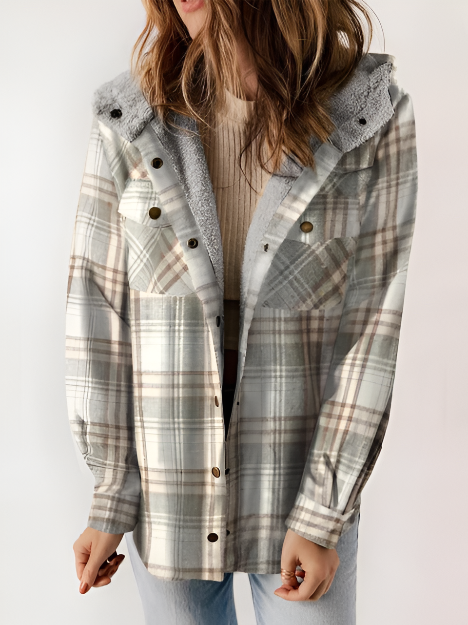 Alore Plaid / Houndstooth Hooded Coat