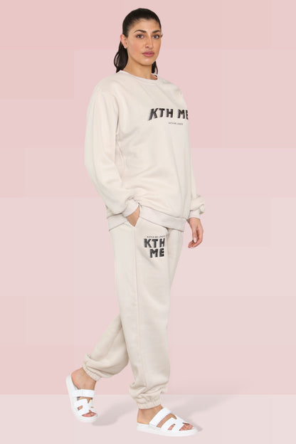 Casual KTH ME Print Loose Sweatshirt & Sweatpants Co-ord
