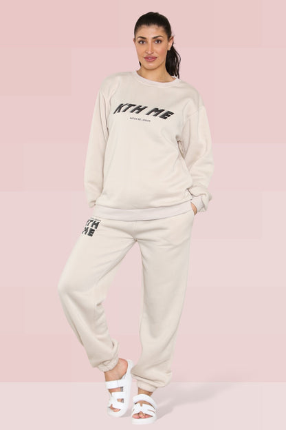 Casual KTH ME Print Loose Sweatshirt & Sweatpants Co-ord