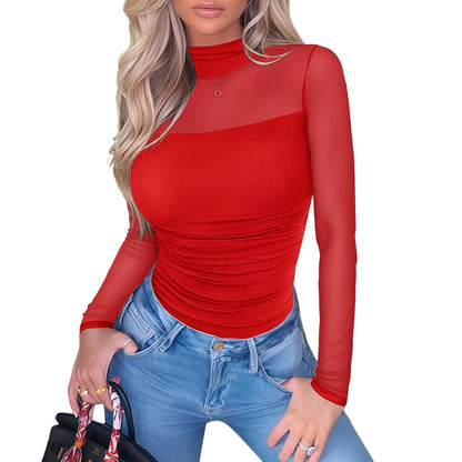 NERIA Mesh Turtleneck Bodysuit